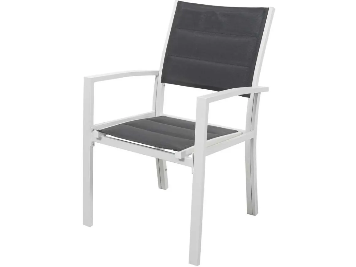 Fauteuil jardin Alu/Textilène "Brazil / Canaries" - Phoenix - blanc / gris foncé