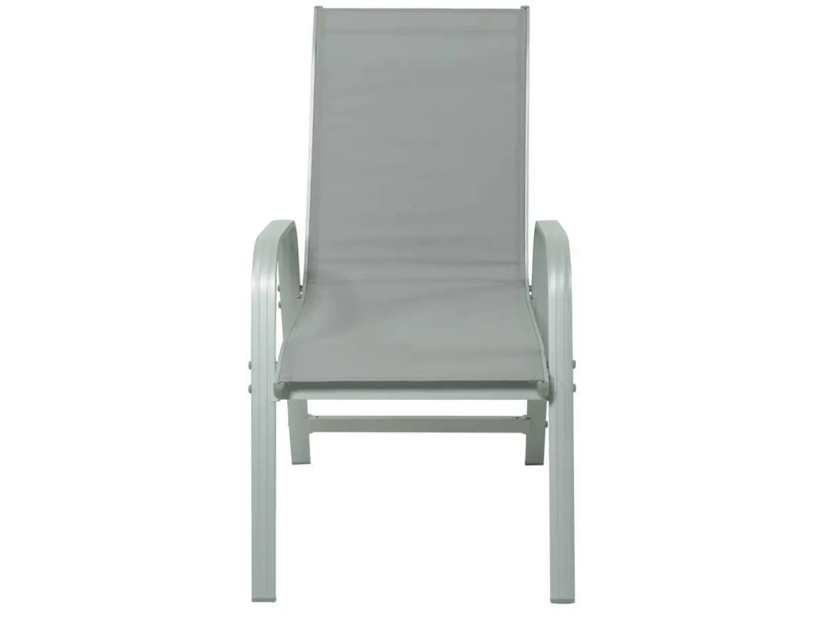 Fauteuil jardin Alu/Textilène "Porto" - Phoenix - Gris clair - Lot de 2