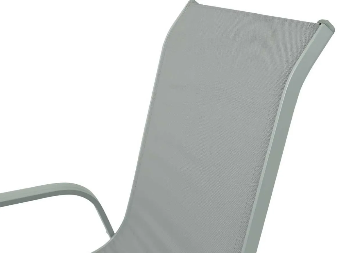 Fauteuil jardin Alu/Textilène "Porto" - Phoenix - Gris clair - Lot de 2