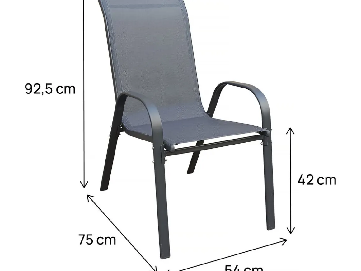 Fauteuil jardin textilène "Cordoba" - Phoenix - Lot de 2 - Anthracite