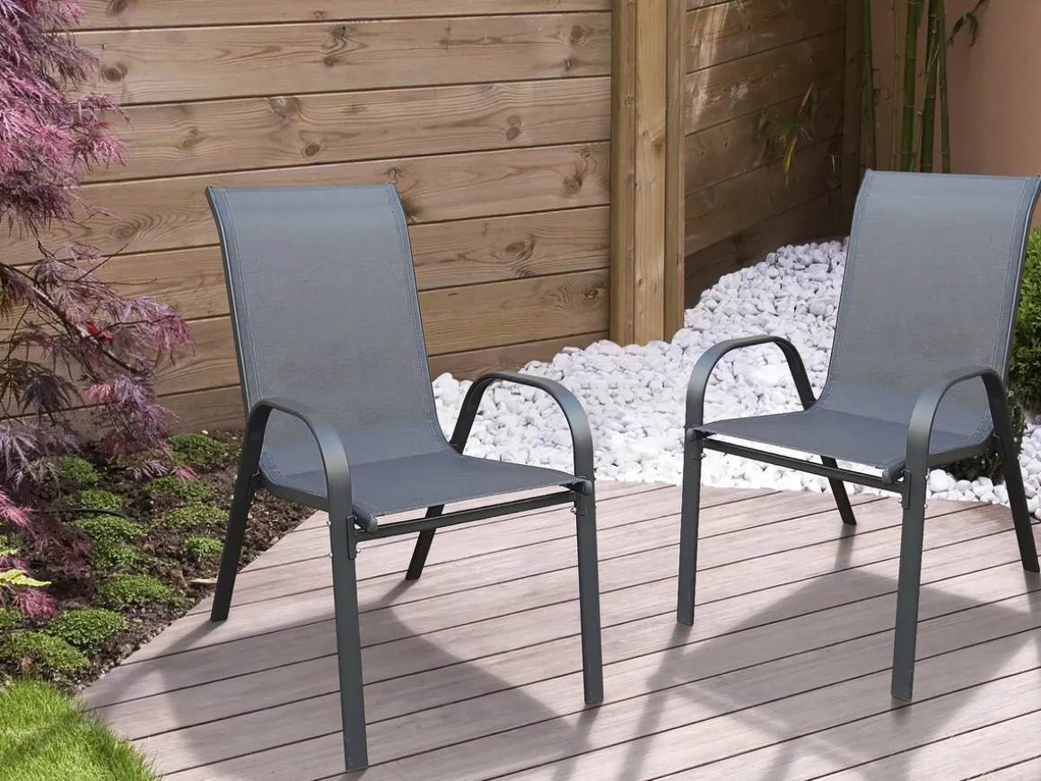 Fauteuil jardin textilène "Cordoba" - Phoenix - Lot de 2 - Anthracite
