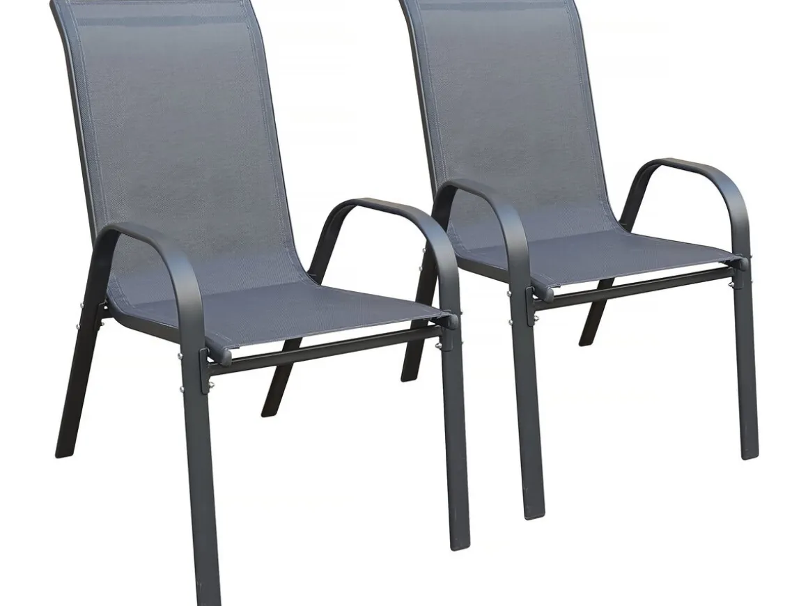 Fauteuil jardin textilène "Cordoba" - Phoenix - Lot de 2 - Anthracite