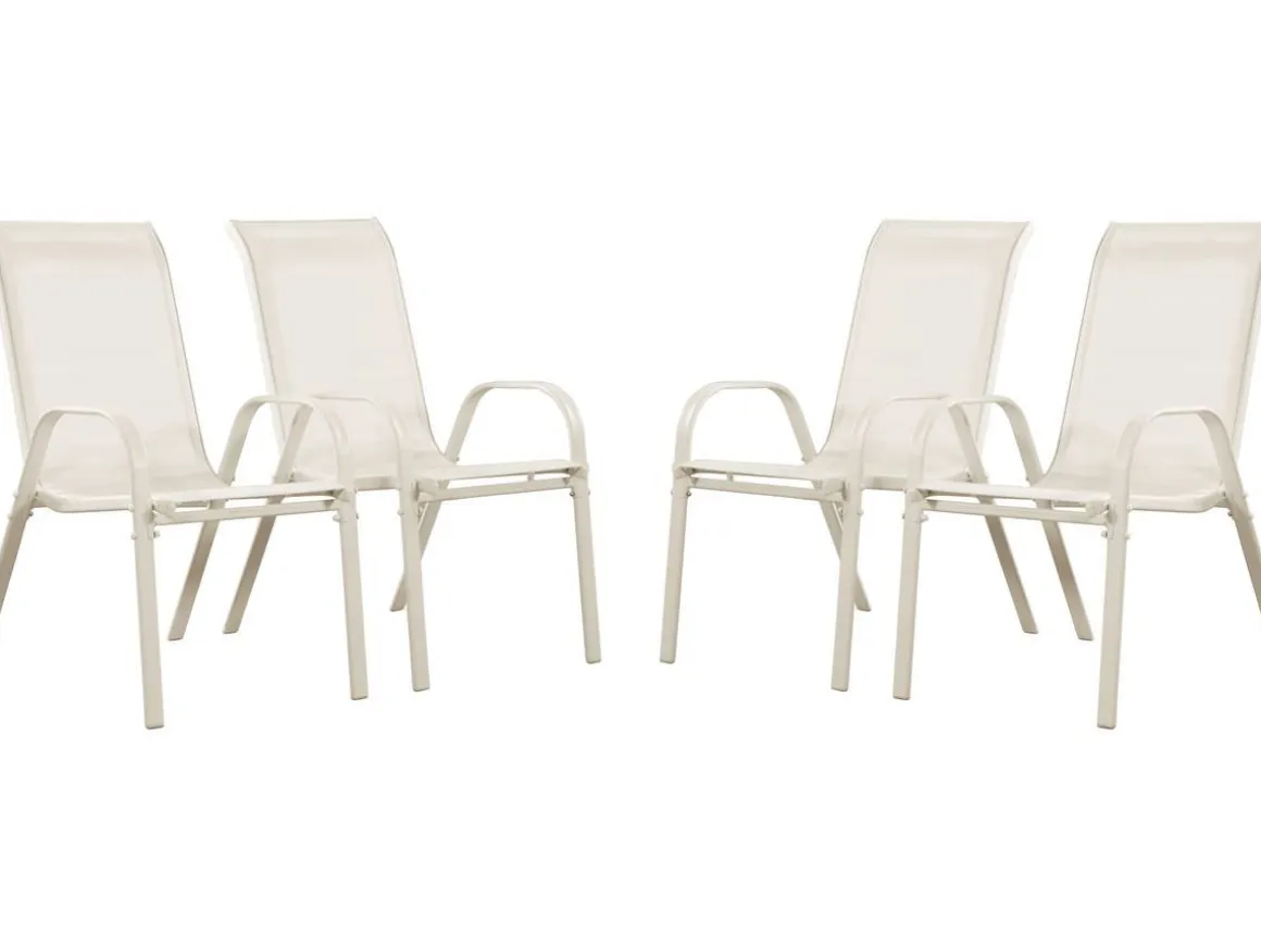 Fauteuil jardin Textilène "Cordoba" - Phoenix - Écru - Lot de 4