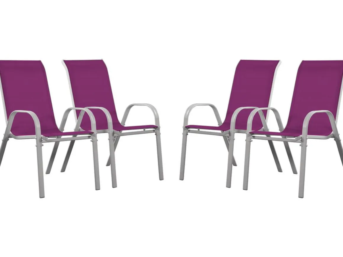 Fauteuil jardin Textilène "Cordoba" - Phoenix - Rose - Lot de 4
