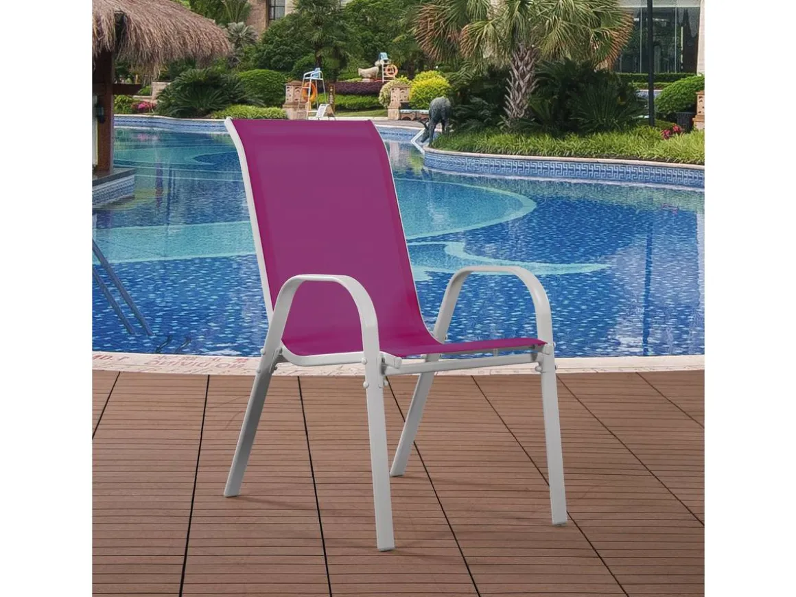 Fauteuil jardin Textilène "Cordoba" - Phoenix - Rose - Lot de 4