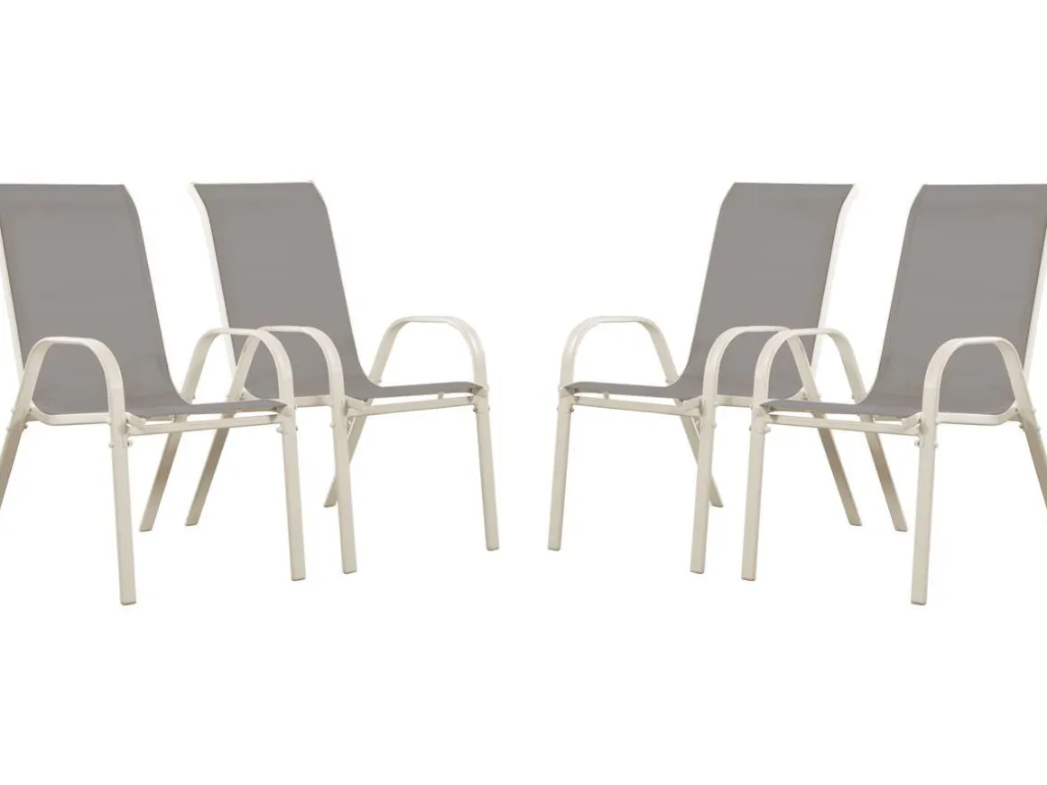 Fauteuil jardin Textilène "Cordoba" - Phoenix - Gris clair - Lot de 4