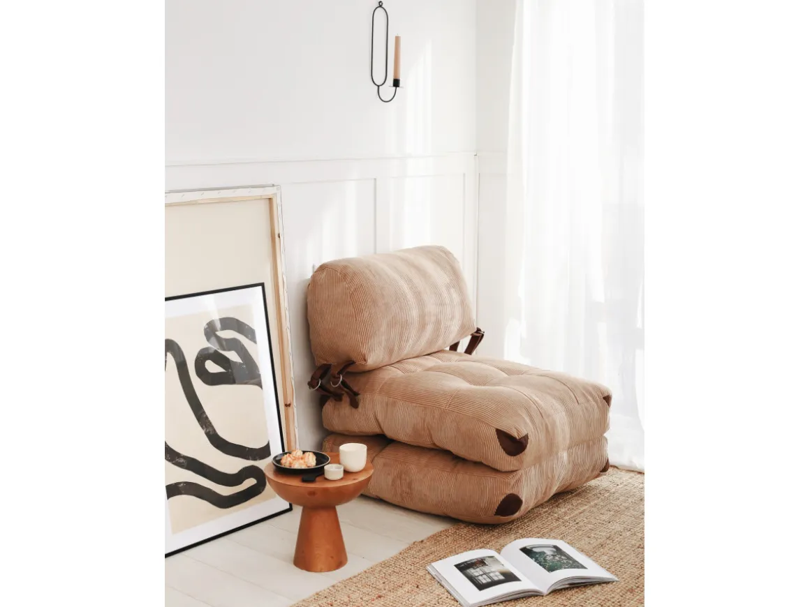 Fauteuil-lit en tissu "Fold" - 80 x 60 x 70 cm - Marron