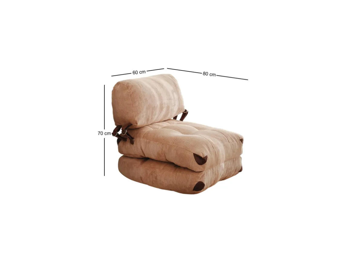 Fauteuil-lit en tissu "Fold" - 80 x 60 x 70 cm - Marron