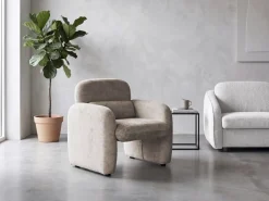 Fauteuil lounge en tissu chiné "Cozmo" - 78 x 79 x 77 cm - Beige