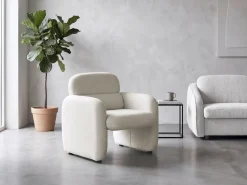 Fauteuil lounge en tissu chiné 
