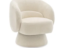 Fauteuil pivotant en tissu bouclette 