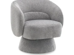 Fauteuil pivotant en tissu bouclette 