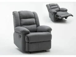 Fauteuil relax "Buckingham" - 85 x 93 x 100 cm - Gris clair