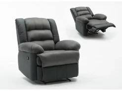 Fauteuil relax "Buckingham" - 85 x 93 x 100 cm - Noir / Gris foncé