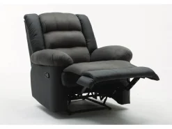 Fauteuil relax "Buckingham" - 85 x 93 x 100 cm - Noir / Gris foncé