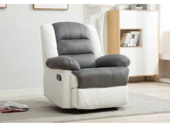 Fauteuil relax "Buckingham" - 85 x 93 x 100 cm - Blanc / Gris clair