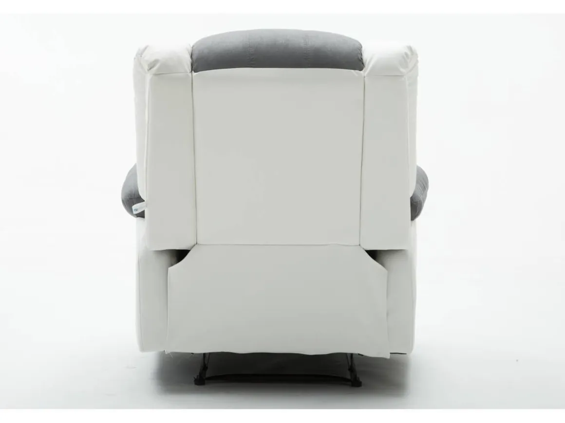 Fauteuil relax "Buckingham" - 85 x 93 x 100 cm - Blanc / Gris clair