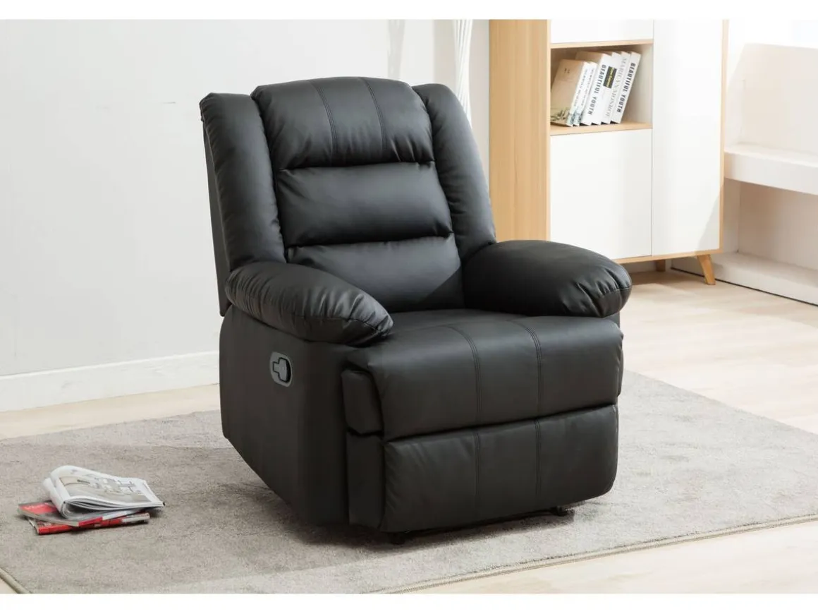 Fauteuil relax "Buckingham" - 85 x 93 x 100 cm - Noir