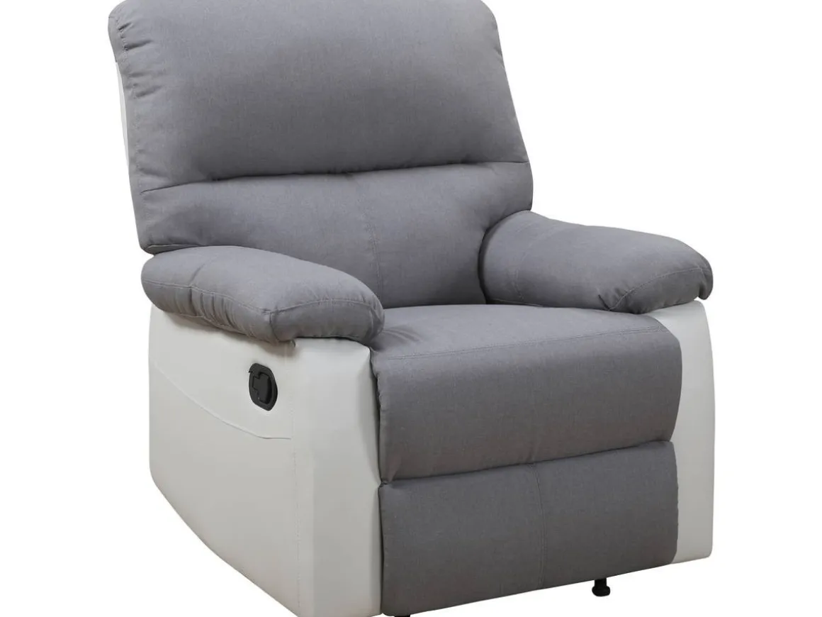 Fauteuil relax "Lincoln" - 90 x 89 x 103 cm - Blanc/Gris clair