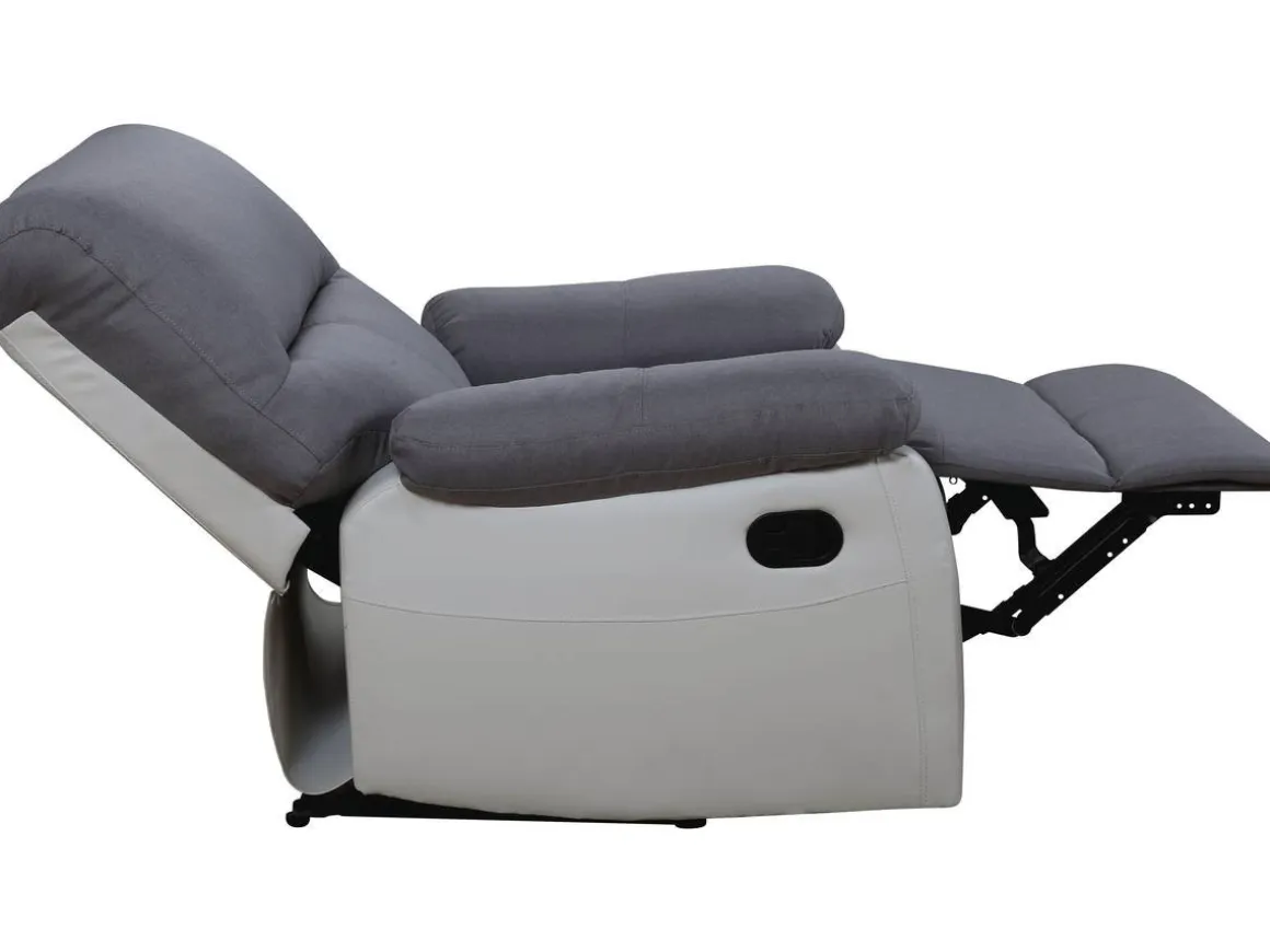 Fauteuil relax "Lincoln" - 90 x 89 x 103 cm - Blanc/Gris clair