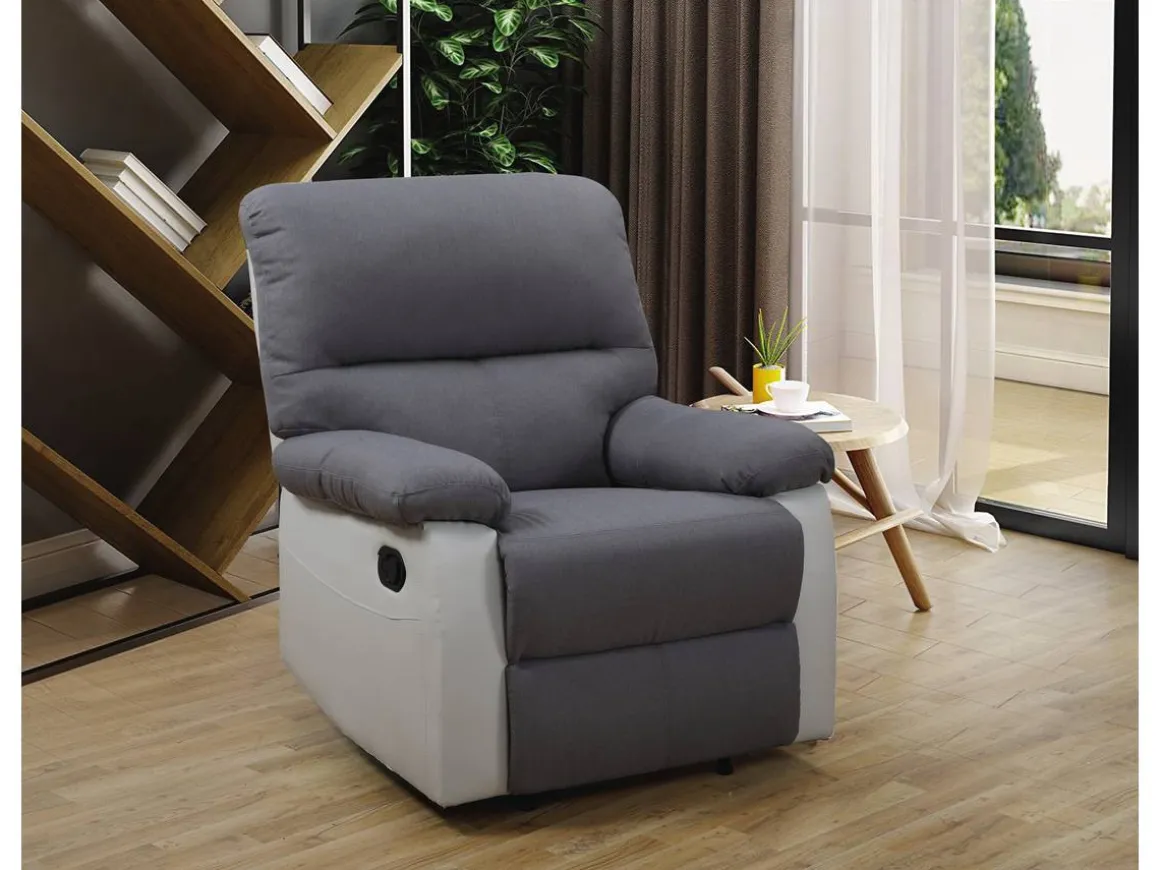 Fauteuil relax "Lincoln" - 90 x 89 x 103 cm - Blanc/Gris clair