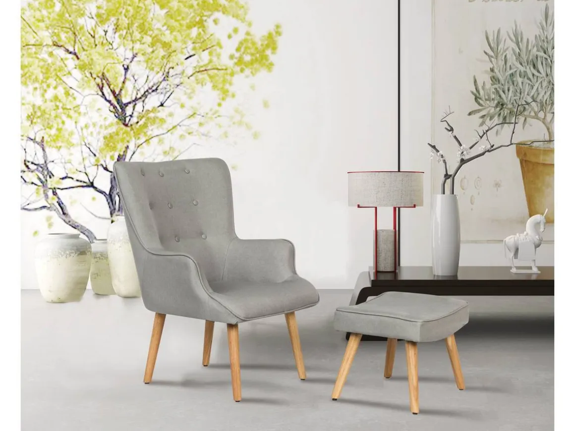 Fauteuil style scandinave en tissu "Odense" - 1 place - Gris clair