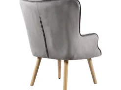 Fauteuil style scandinave velours "Odense" - 73 x 81 x 92.5 cm - 1 place - Gris