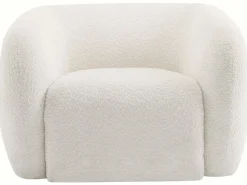 Fauteuil tissu bouclette "Washington" - Blanc