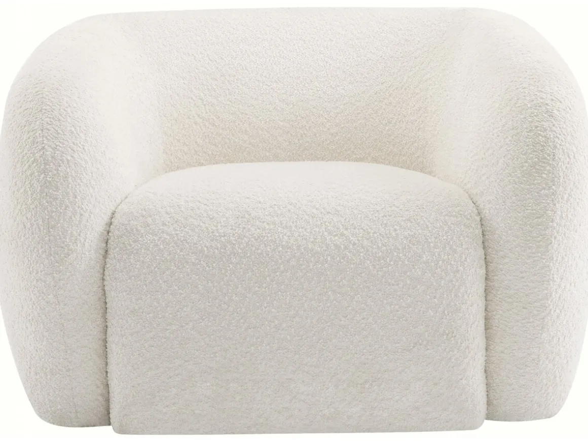 Fauteuil tissu bouclette "Washington" - Blanc