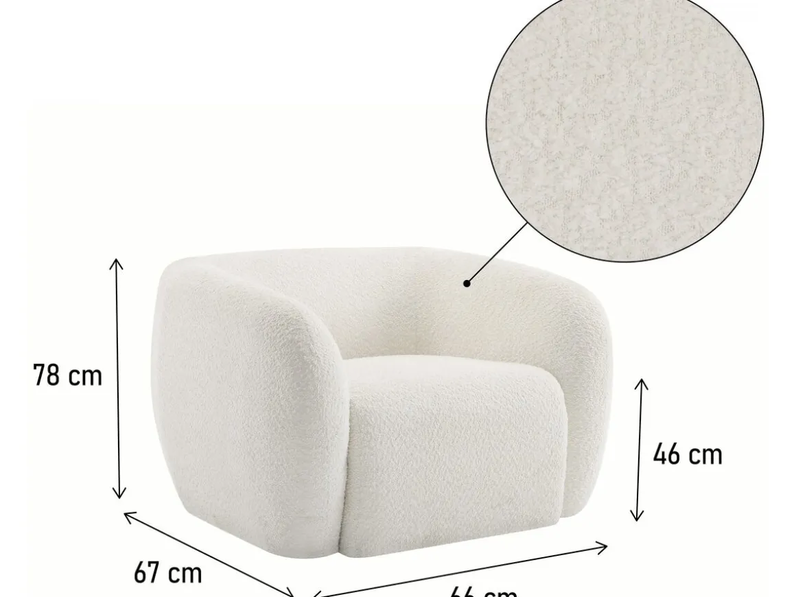 Fauteuil tissu bouclette "Washington" - Blanc