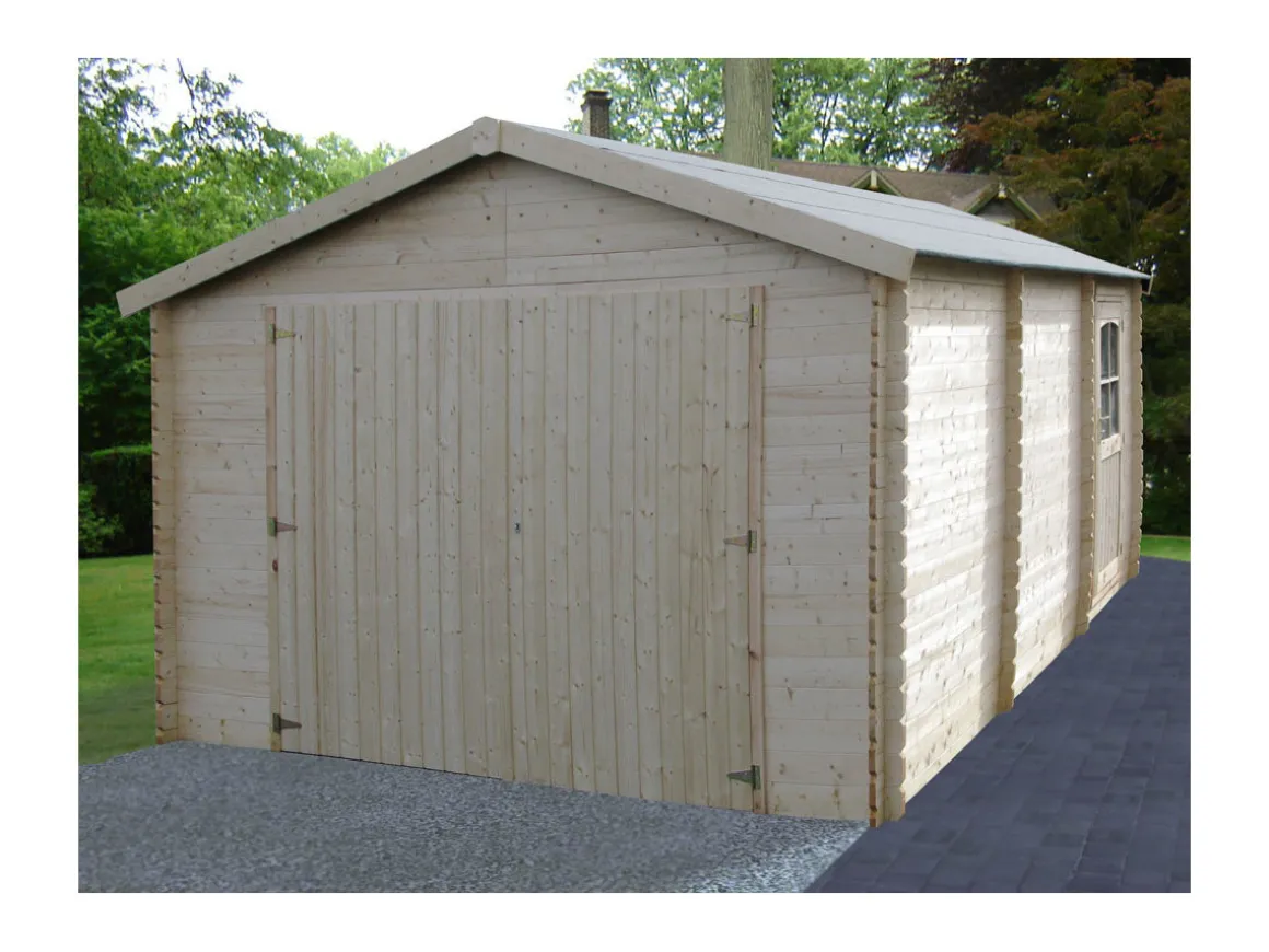 Garage bois - Garodeal - 20 m² - 5.19 x 3.86 x 2.66 m - 34 mm