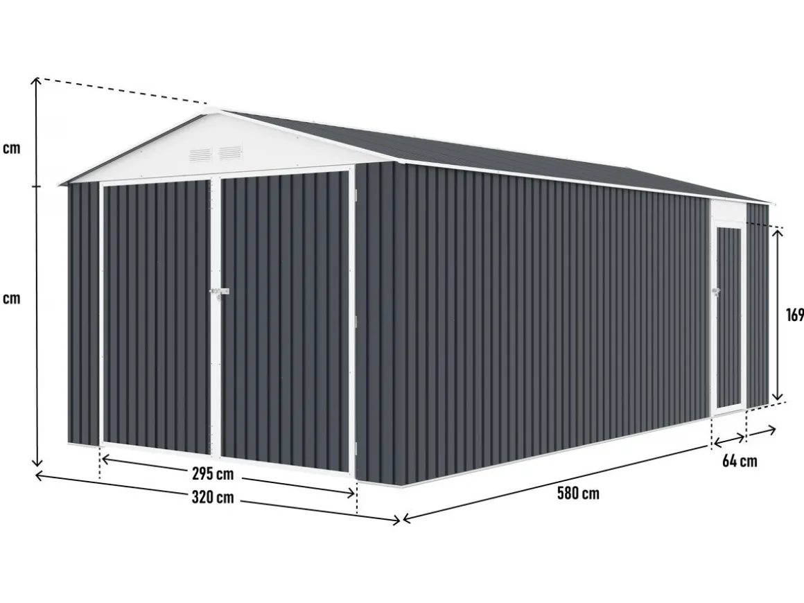 Garage en métal "Houston" 18,56m² - Anthracite