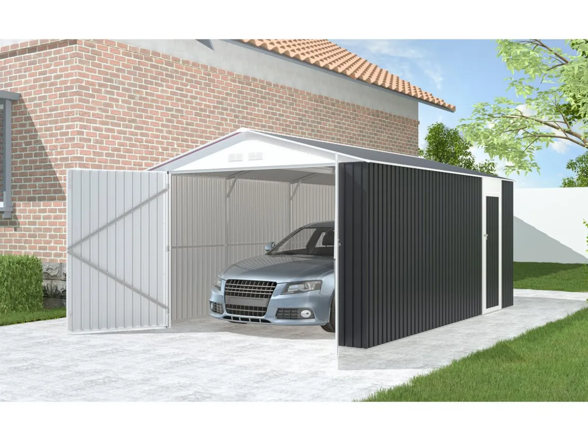 Garage métal "Houston" 15,36 m² - Anthracite