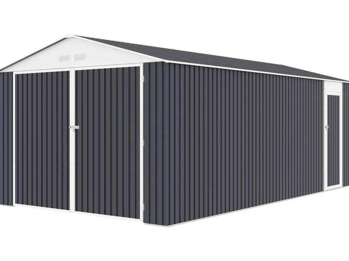 Garage métal " Houston" - 15,36 m² avec gouttière - Anthracite