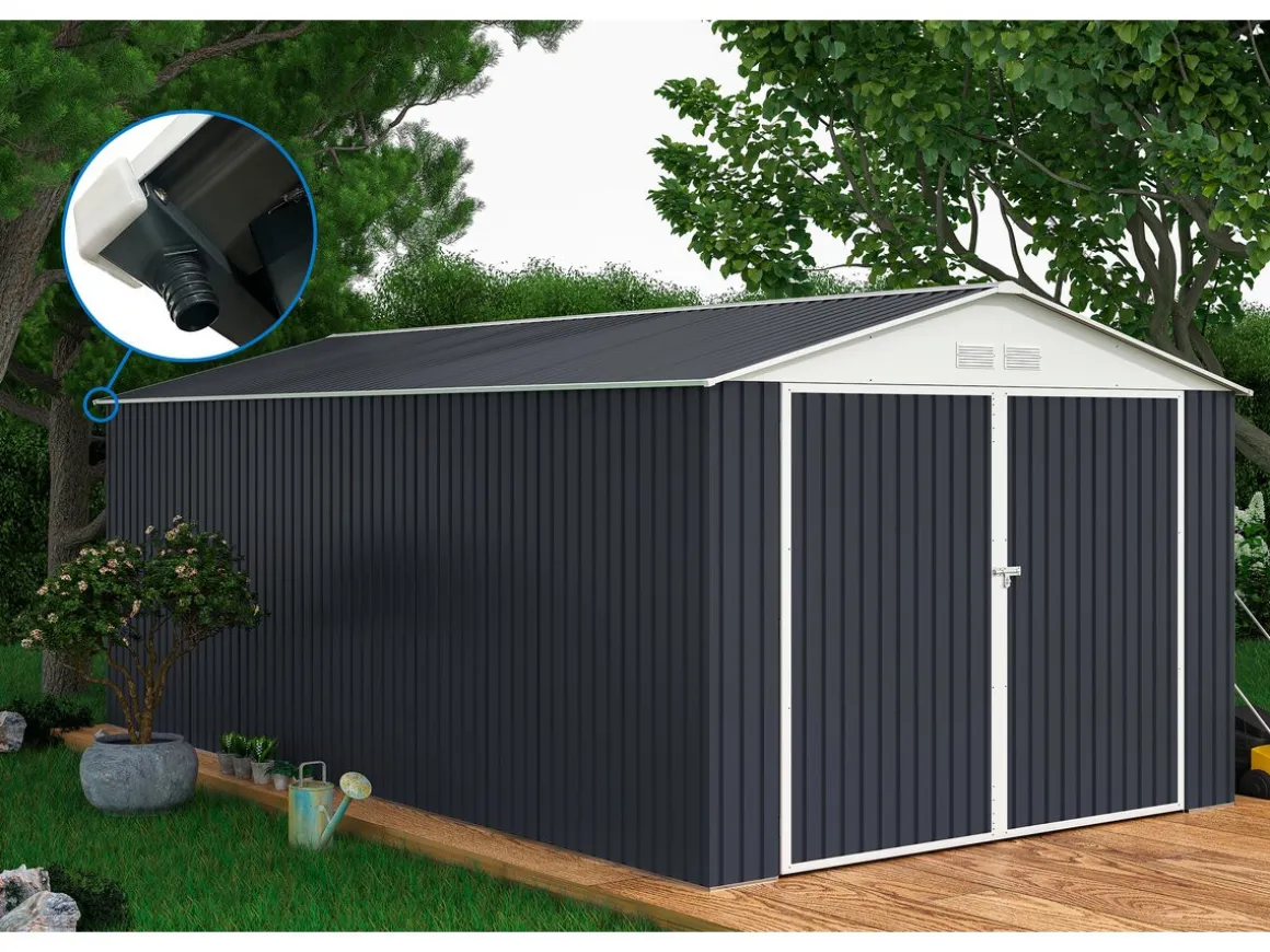 Garage métal " Houston" - 15,36 m² avec gouttière - Anthracite