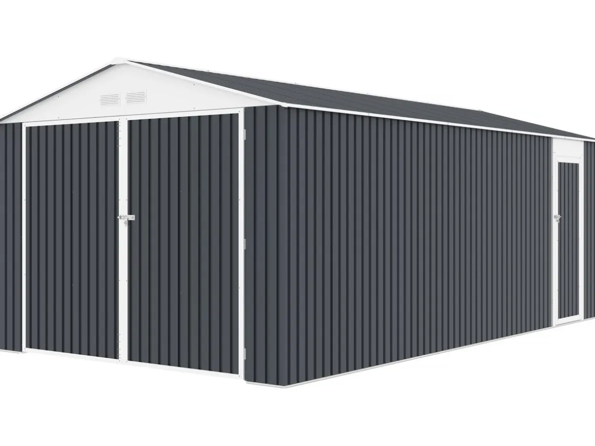Garage métal " Houston" - 15,36 m² Avec panneau solaire - Anthracite