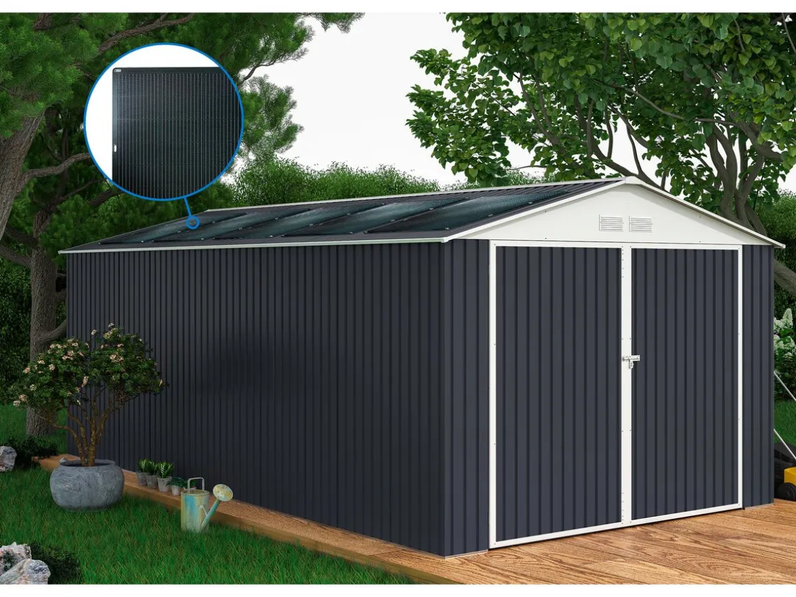 Garage métal " Houston" - 18,56 m² avec panneau solaire - Anthracite