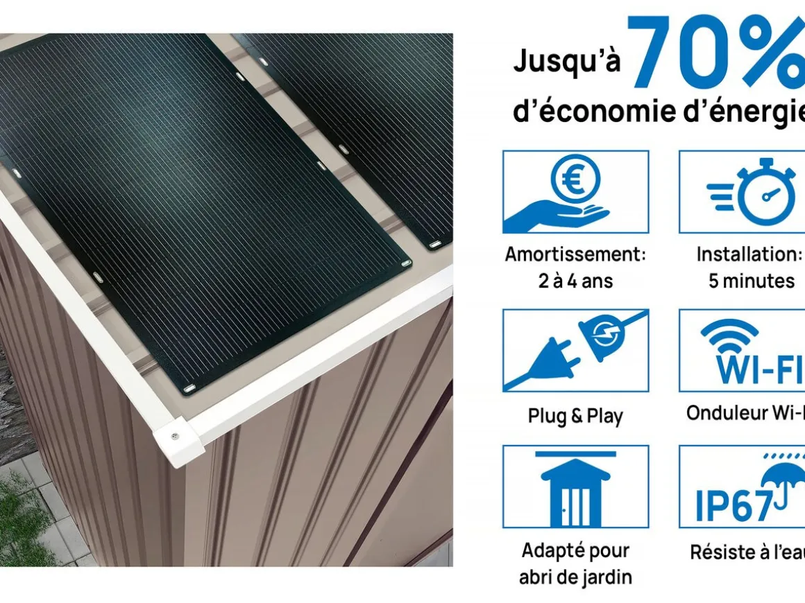 Garage métal "Nevada" - 15,36m² avec panneaux solaires