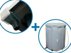 Gouttière 7 à 13 m2 + récupérateur d'eau pour abri de jardin