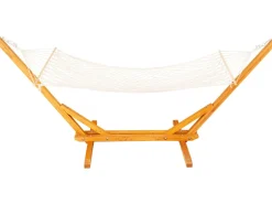 Hamac bois avec toile en macramé "Dallas" - 305 x 120 x 123 cm - Blanc