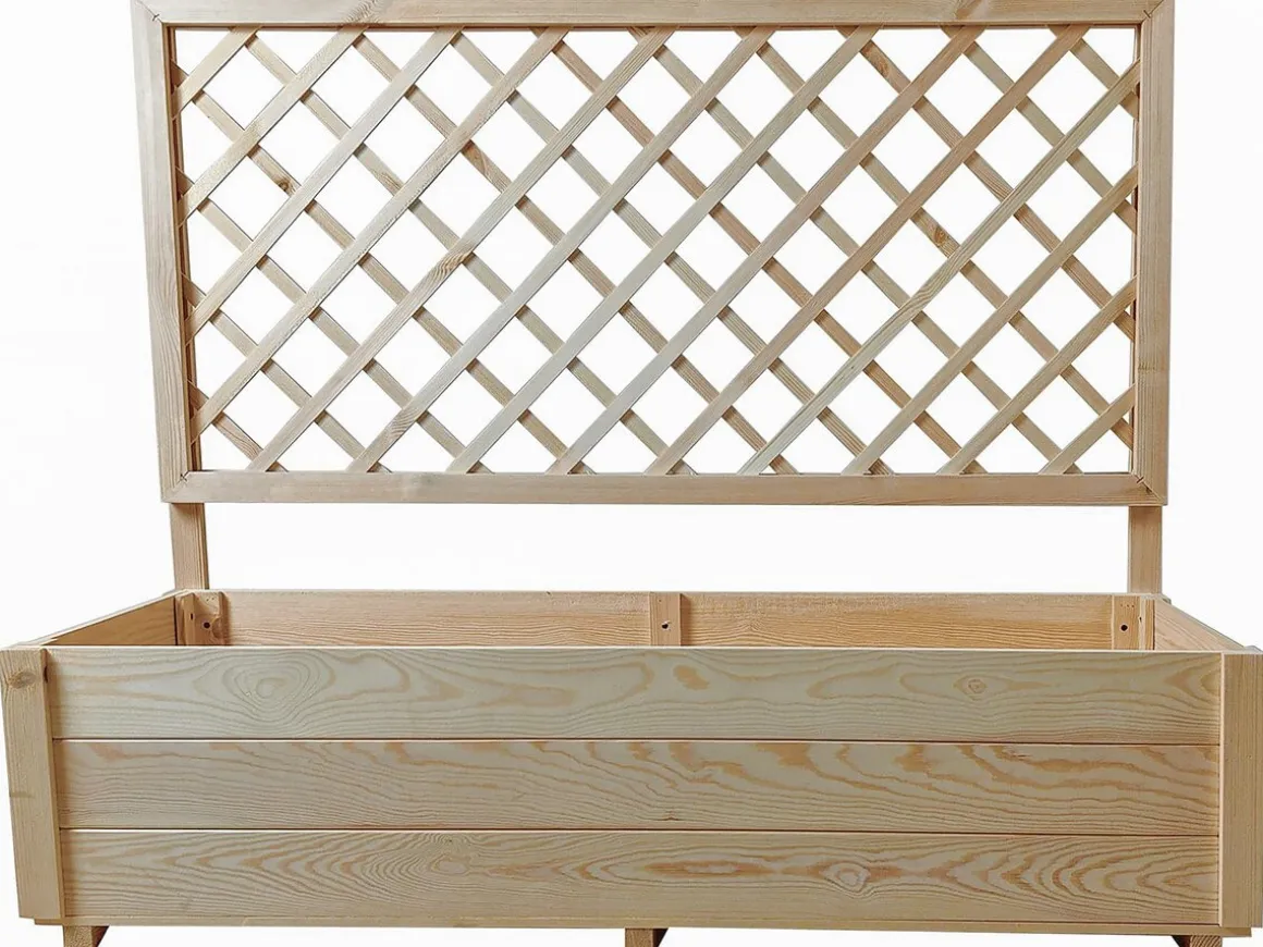 Jardinière en bois "Orpin" avec treillis - 98 x 34 x 104 cm