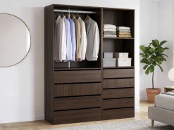 Kit dressing modulable avec penderie, 9 tiroirs et 2 étagères 
