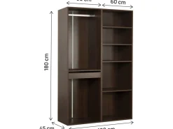 Kit dressing modulable avec penderie, porte-pantalons et 5 étagères "Opéra" - 2 éléments - Marron