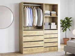 Kit dressing modulable avec penderie, 9 tiroirs et 2 étagères 
