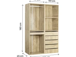 Kit dressing modulable avec penderie, porte-pantalons, 5 tiroirs et 2 étagères "Opéra" - 2 éléments - Beige