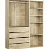 Kit dressing modulable avec penderie, 4 tiroirs et 5 étagères "Opéra" - 2 éléments - Beige