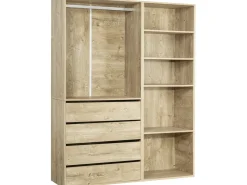 Kit dressing modulable avec penderie, 4 tiroirs et 5 étagères "Opéra" - 2 éléments - Beige