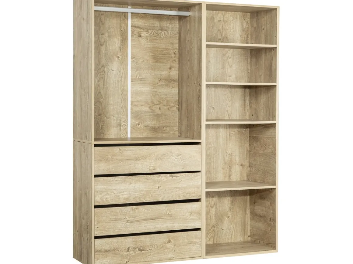 Kit dressing modulable avec penderie, 4 tiroirs et 5 étagères "Opéra" - 2 éléments - Beige