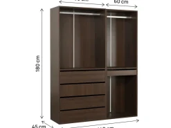 Kit dressing modulable avec penderie, tiroirs et rangements "Opéra" - 2 éléments - Marron