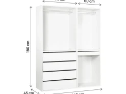 Kit dressing modulable avec penderie, tiroirs et rangements "Opéra" - 2 éléments - Blanc